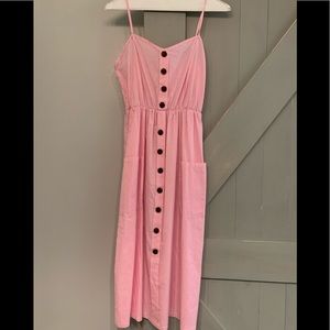 Pink and white stripe midi dress